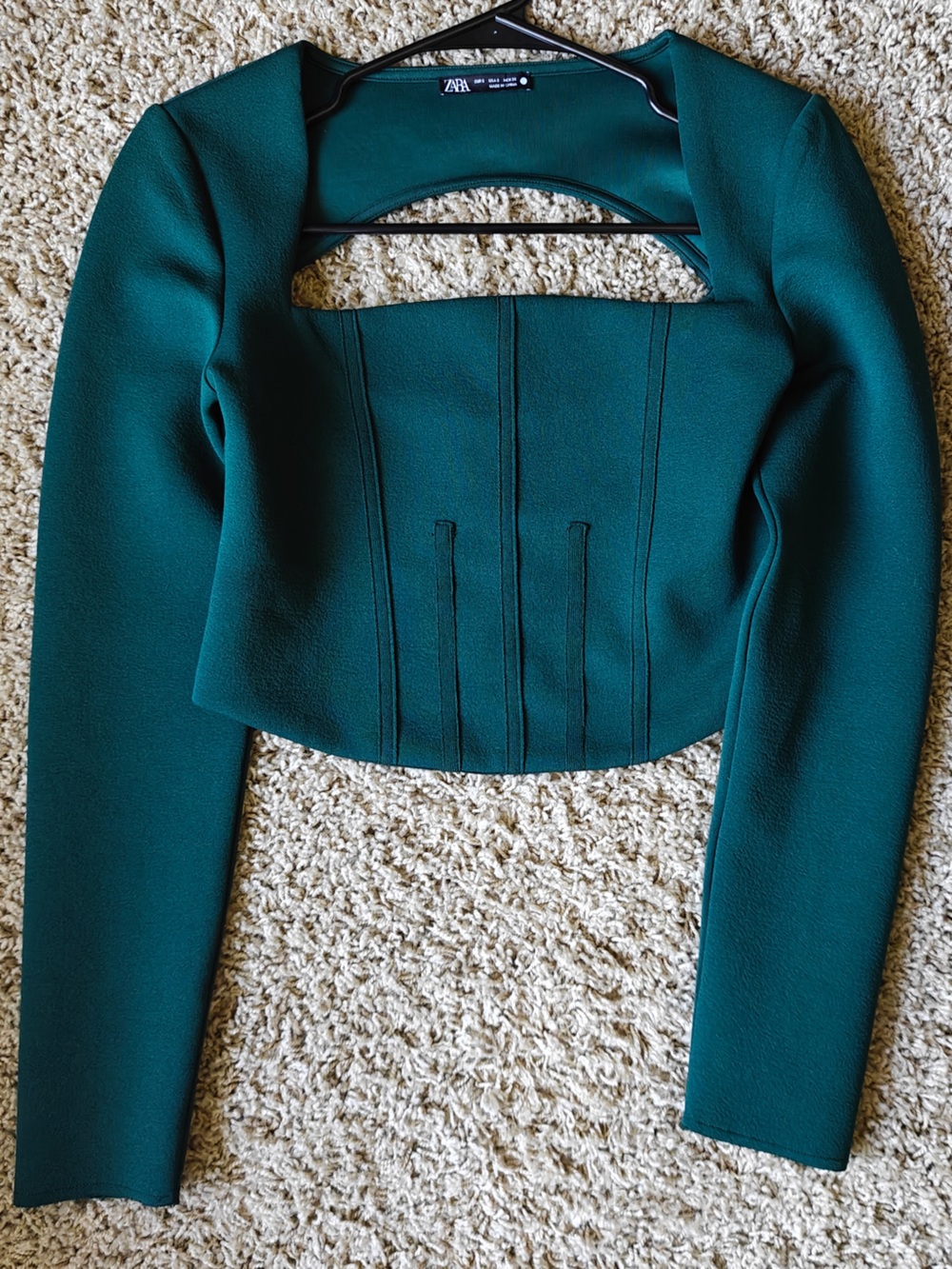 Zara Emerald Green Long Sleeve Crop Top
